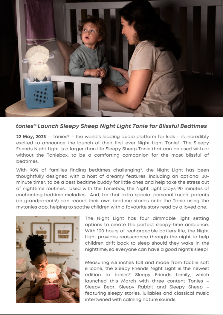 tonies® Launch Sleepy Sheep Night Light Tonie for Blissful Bedtimes