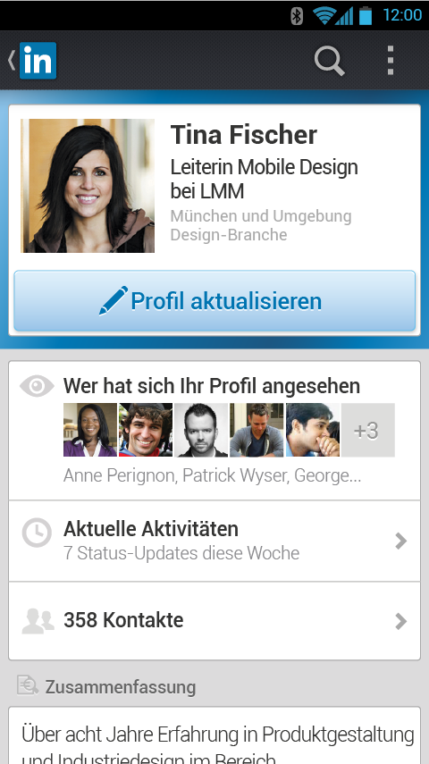 Screenshot LinkedIn Android Profile