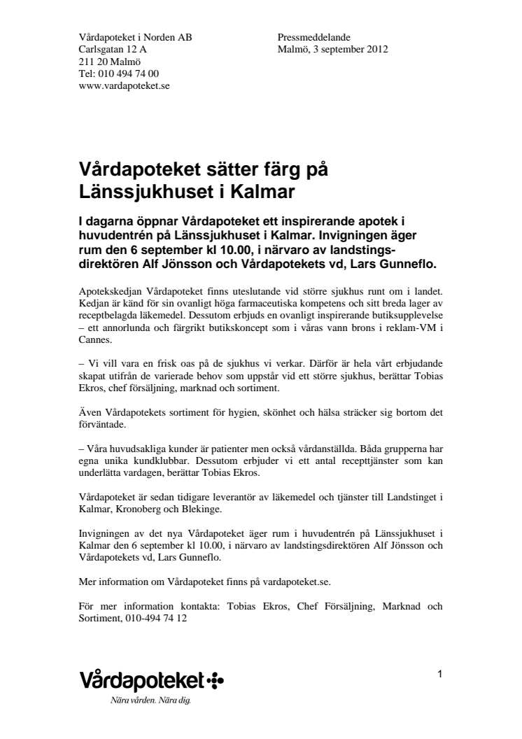 Vårdapoteket sätter färg på Länssjukhuset i Kalmar