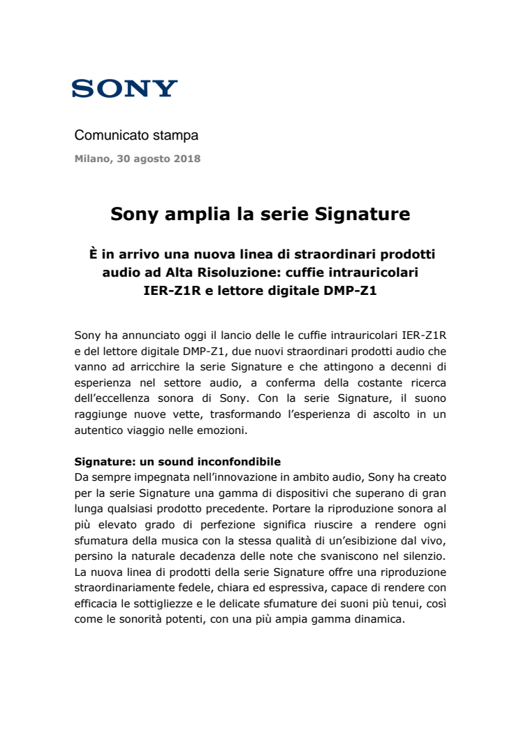 Sony amplia la serie Signature