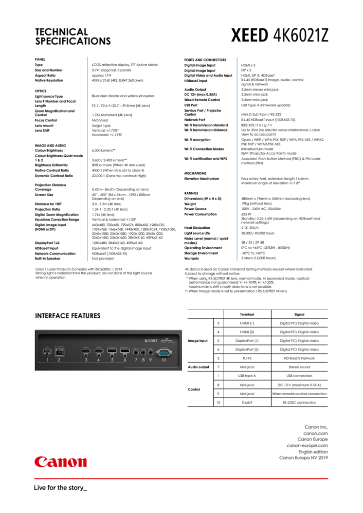 XEED 4K6021Z_PR Spec Sheet