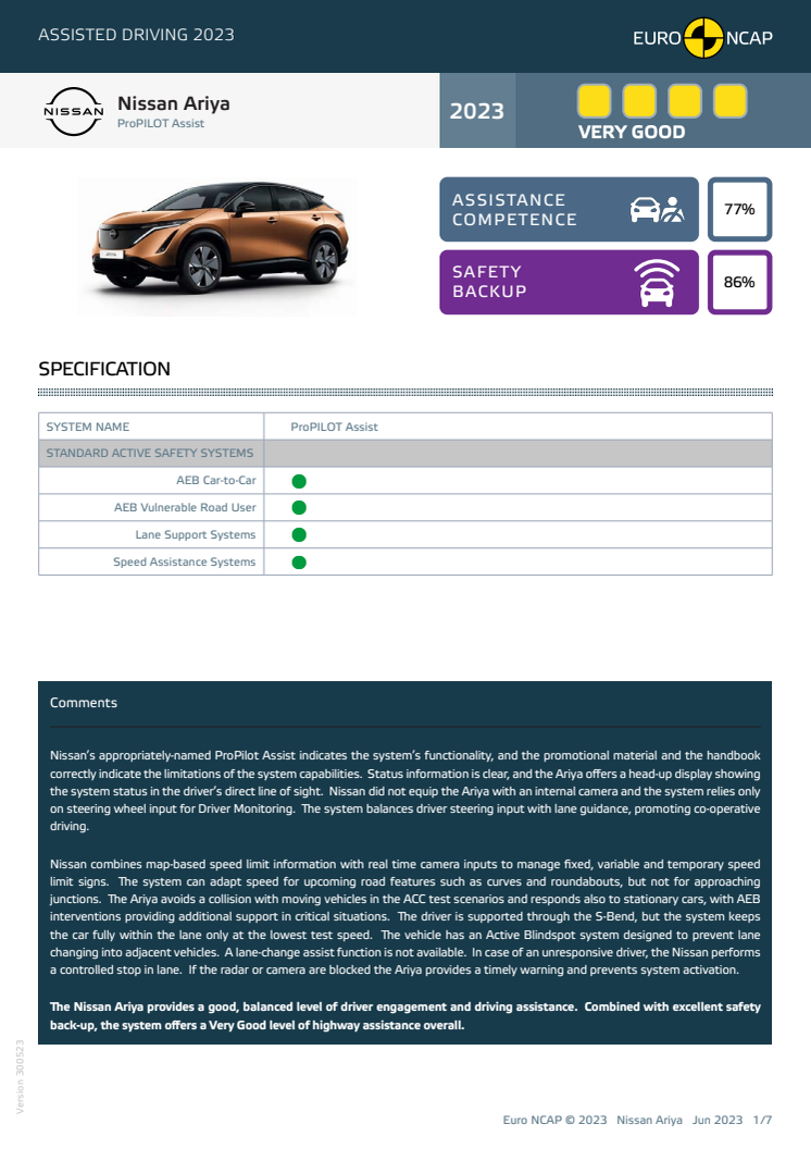 Euro NCAP-Assisted Driving 2023-Nissan Ariya-Datasheet.pdf
