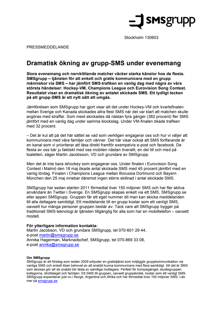 Dramatisk ökning av grupp-SMS under evenemang