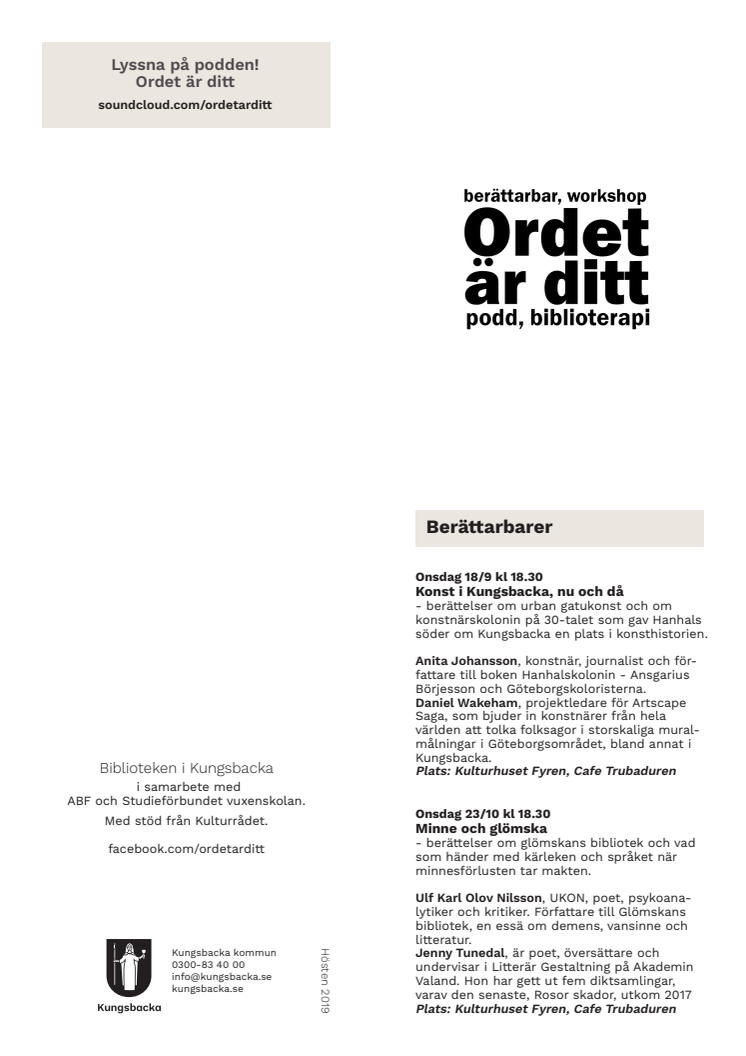 Ordet är ditt - program hösten 2019