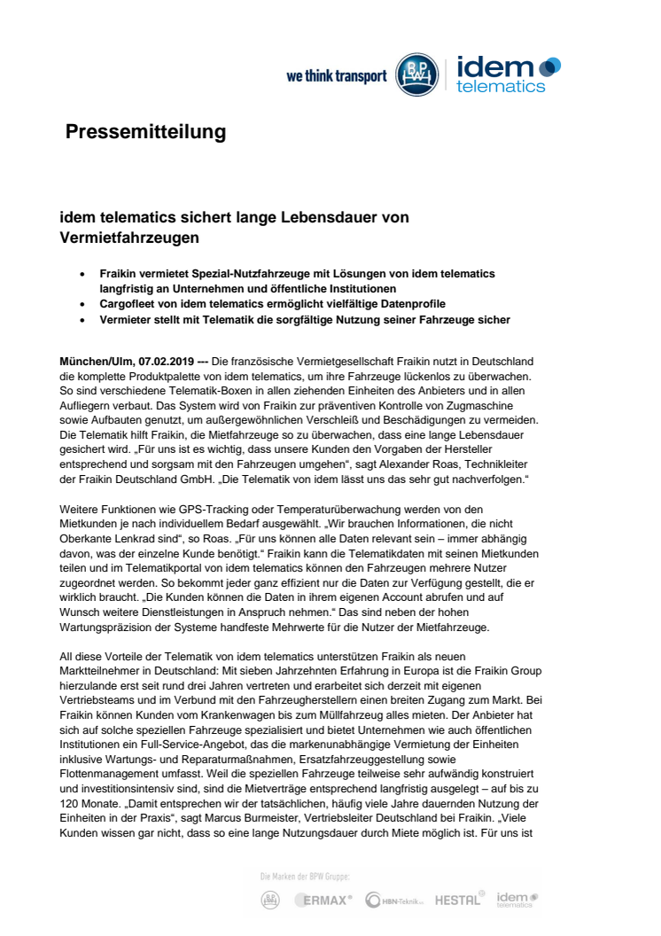 idem telematics sichert lange Lebensdauer von Vermietfahrzeugen