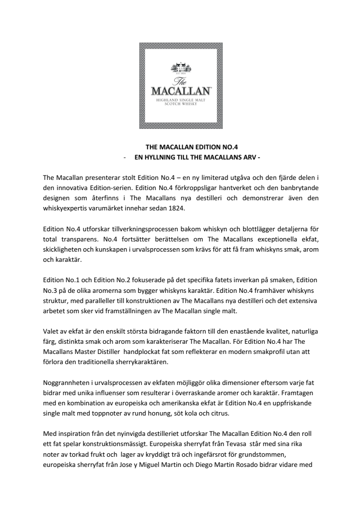 The Macallan presenterar Edition No.4 