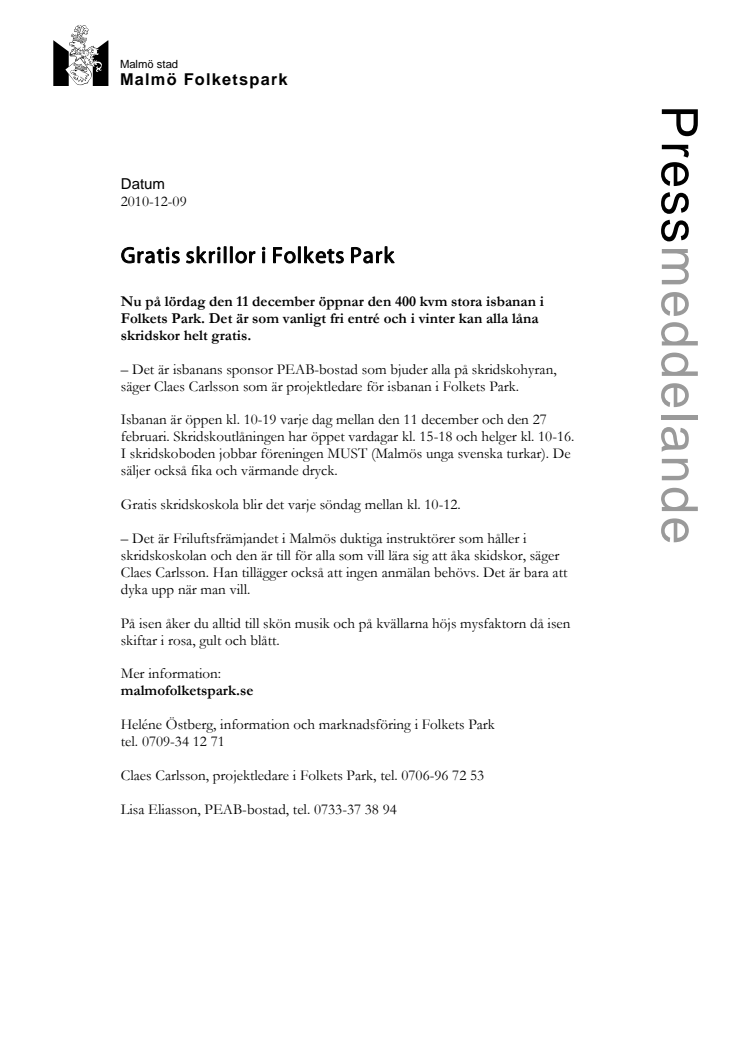 Gratis skrillor i Folkets Park