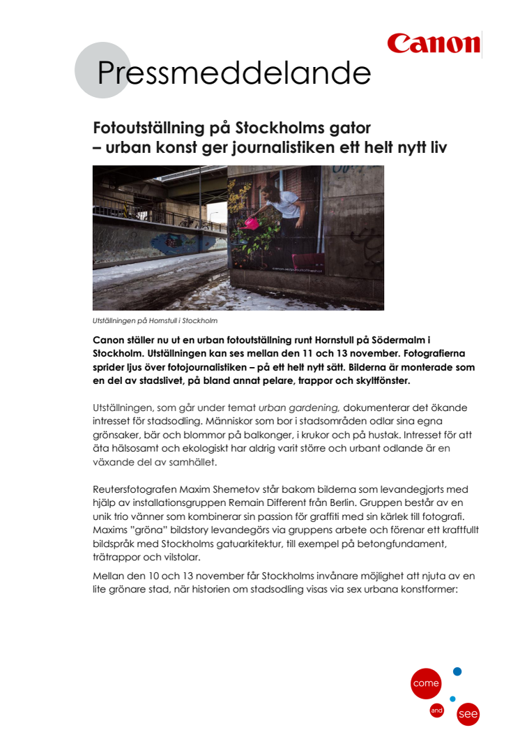 Fotoutställning på Stockholms gator  – urban konst ger journalistiken ett helt nytt liv