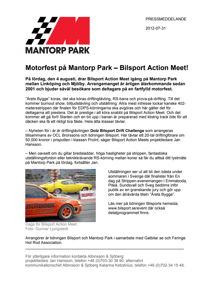 Motorfest på Mantorp Park - Bilsport Action Meet!