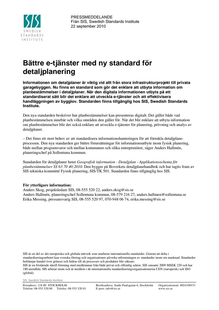 Bättre e-tjänster med ny standard för detaljplanering