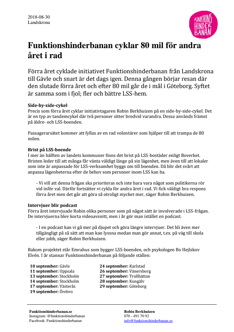 Funktionshinderbanan cyklar 80 mil för andra året i rad