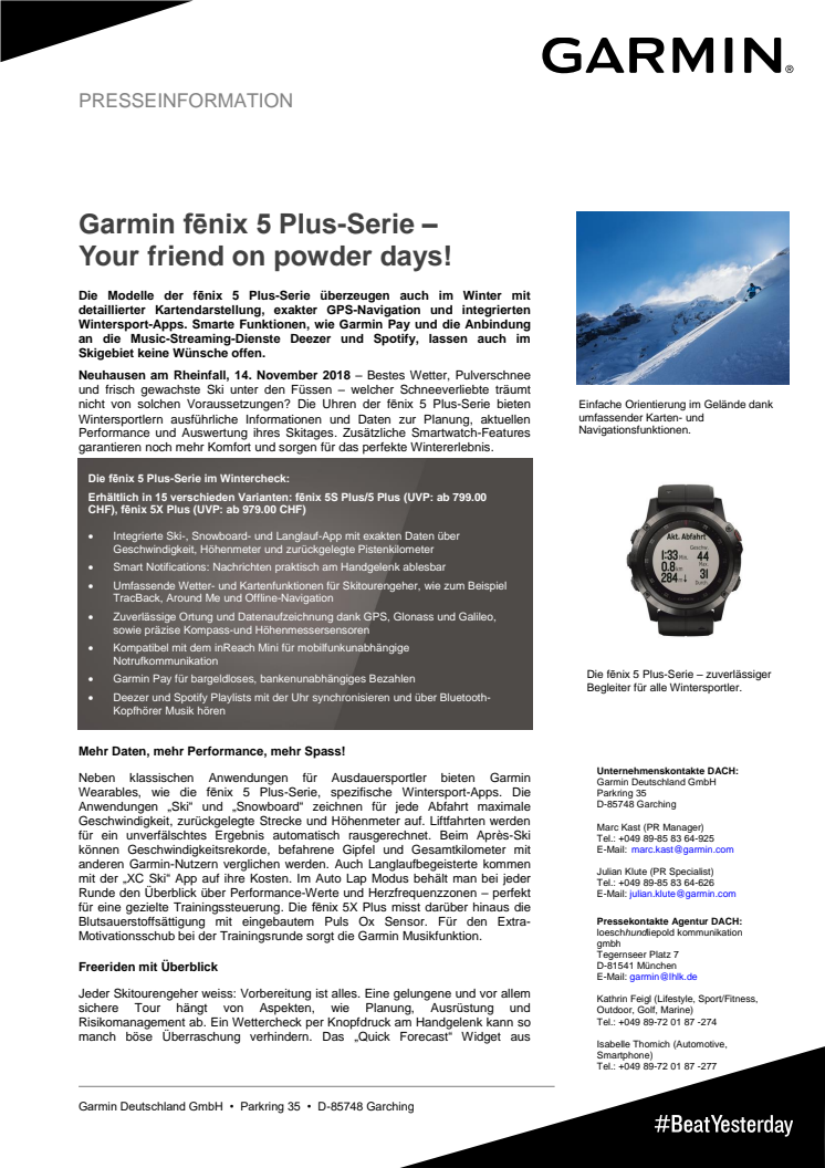 Garmin fēnix 5 Plus-Serie – Your friend on powder days!