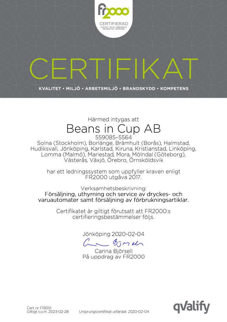 Certifikat FR2000