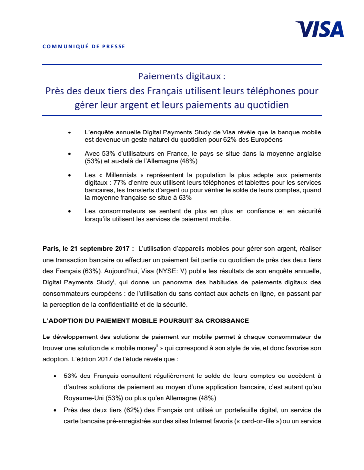 Paiements digitaux : Près des deux tiers des Français utilisent leurs téléphones pour gérer leur argent et leurs paiements au quotidien 