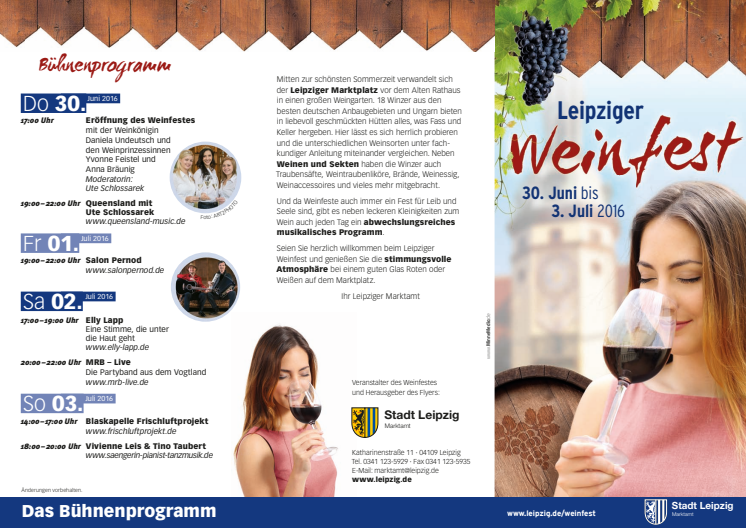 Flyer des Leipziger Weinfests 2016