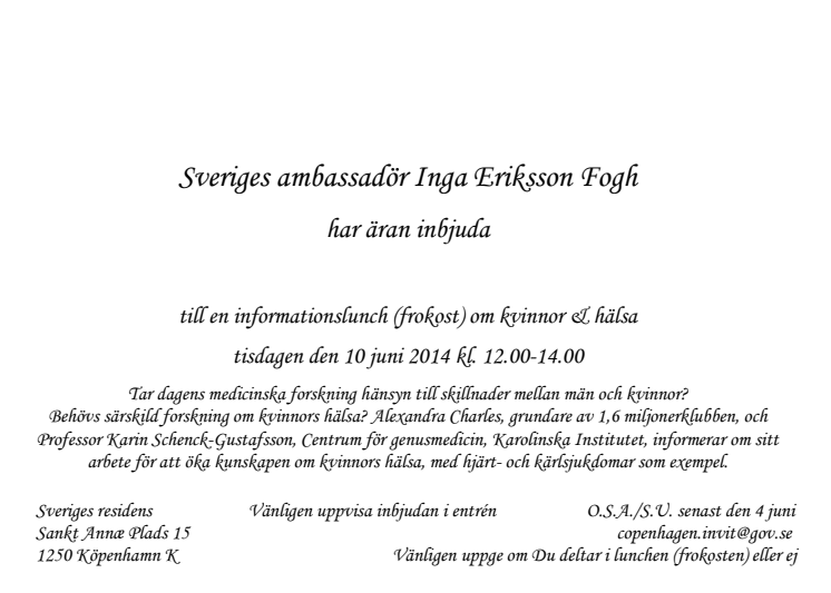 Informationslunch Svenska ambassaden i Köpenhamn