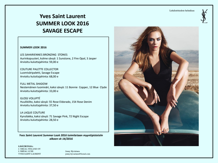 SAVAGE ESCAPE: Yves Saint Laurent SUMMER LOOK 2016 