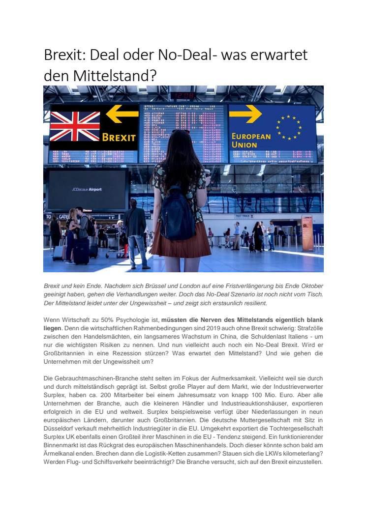 Brexit: Deal oder No-Deal - was erwartet den Mittelstand?