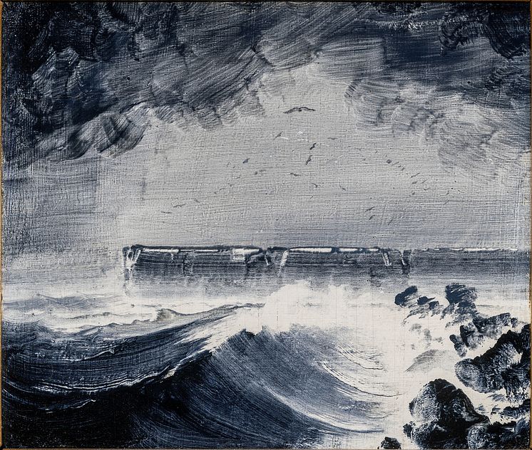 Peder Balke: Hav i storm / Stormy Sea (oil on wood, undated). Kode.