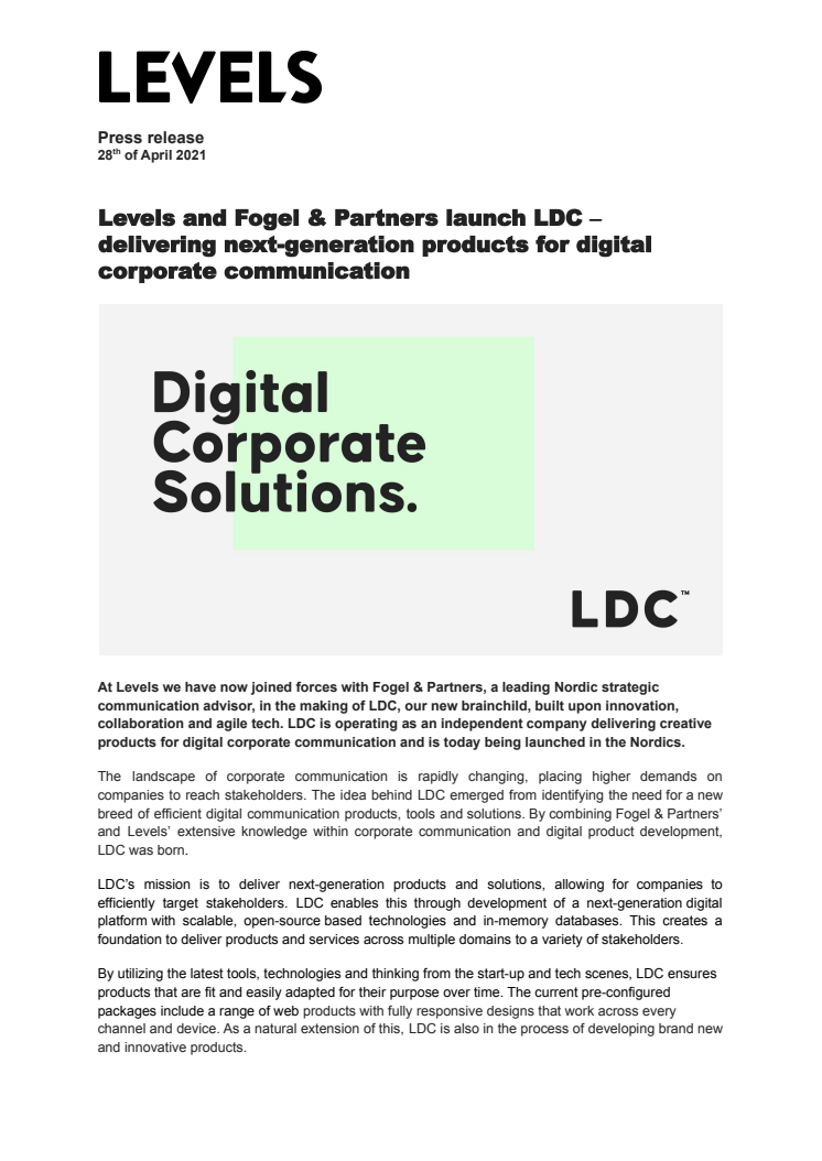 Press release - Levels and Fogel & Partners launch LDC.pdf