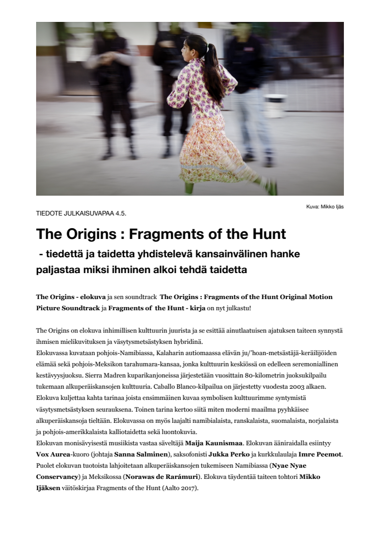 The Origins: Fragments of the Hunt (tiedote 4.5.2020)