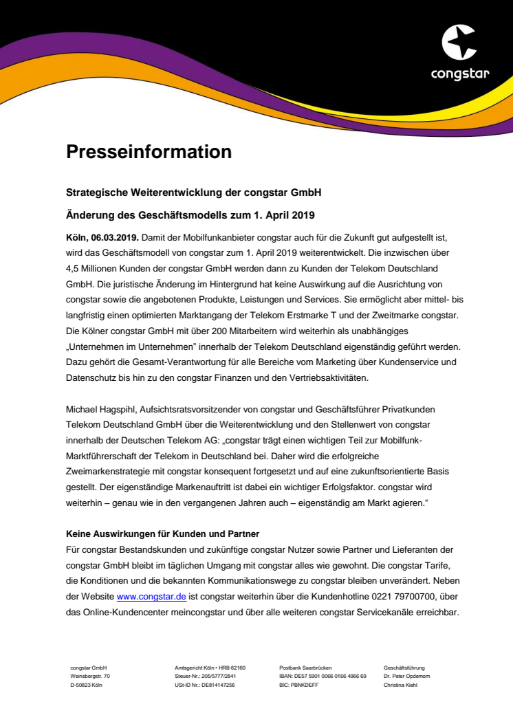 Strategische Weiterentwicklung der congstar GmbH