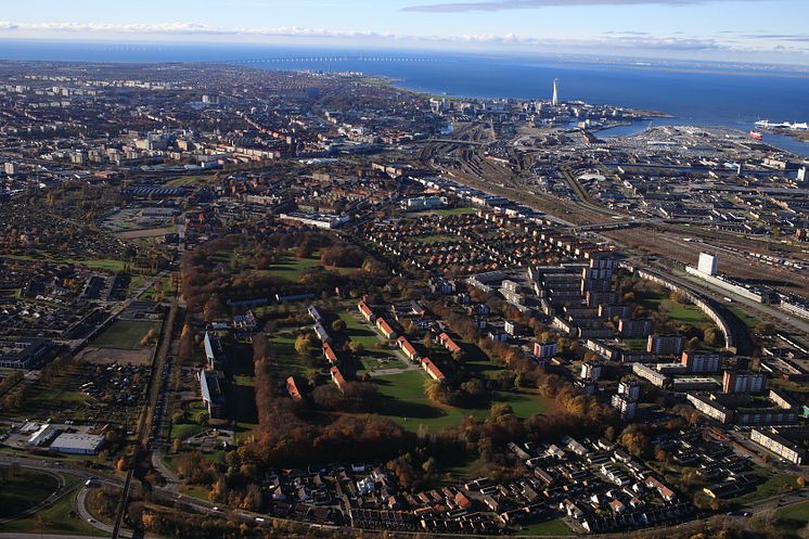 Flygvy över Sege Park i Malmö