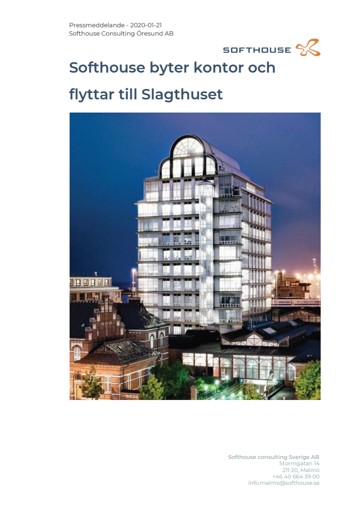 Softhouse byter kontor och flyttar till Slagthuset