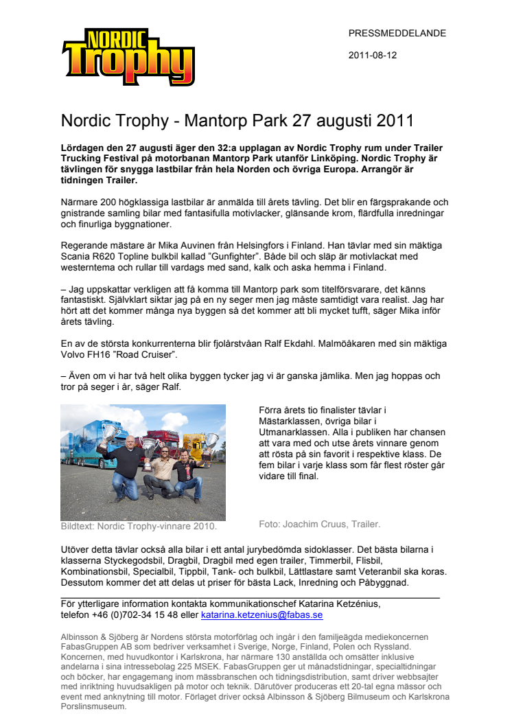 Nordic Trophy - Mantorp Park 27 augusti 2011