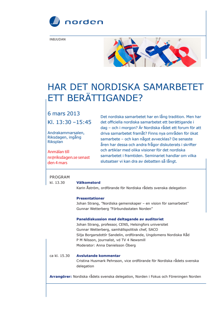 Inbjudan till seminarium 6 mars