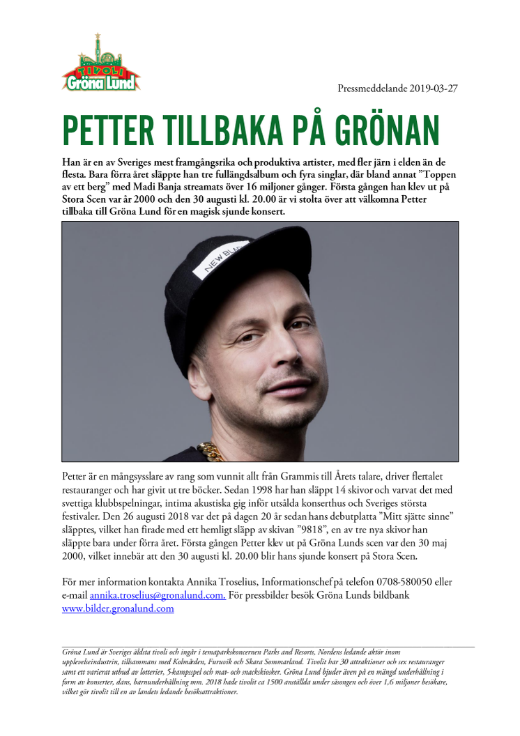 Petter tillbaka på Grönan