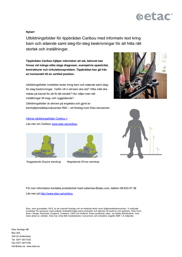 Utbildningsfolder barnhjälpmedel tippbrädan Caribou – Clinical och Therapeutical