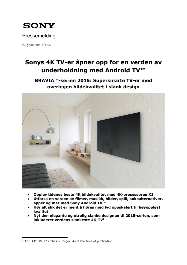 Sony tar TV-underholdning til et nytt nivå