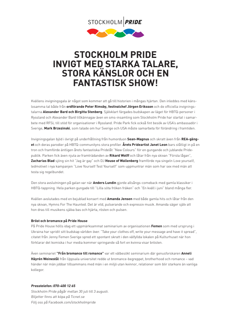 Stockholm Pride invigt med starka talare, stora känslor och en fantastisk show!