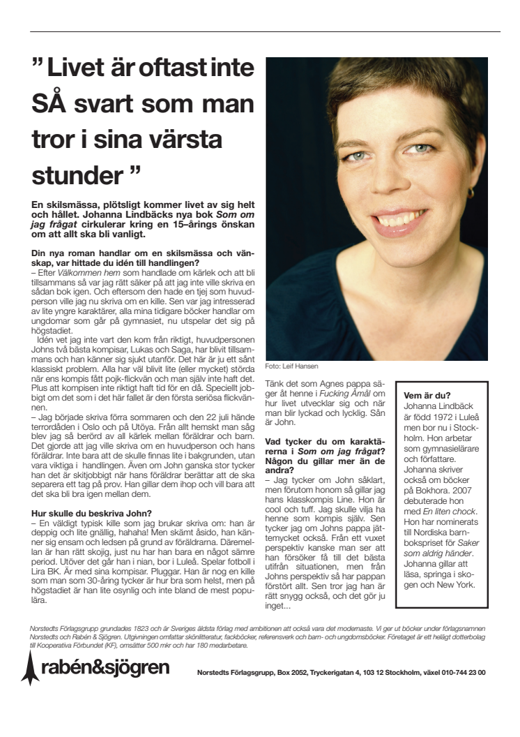 Intervju med Johanna Lindbäck