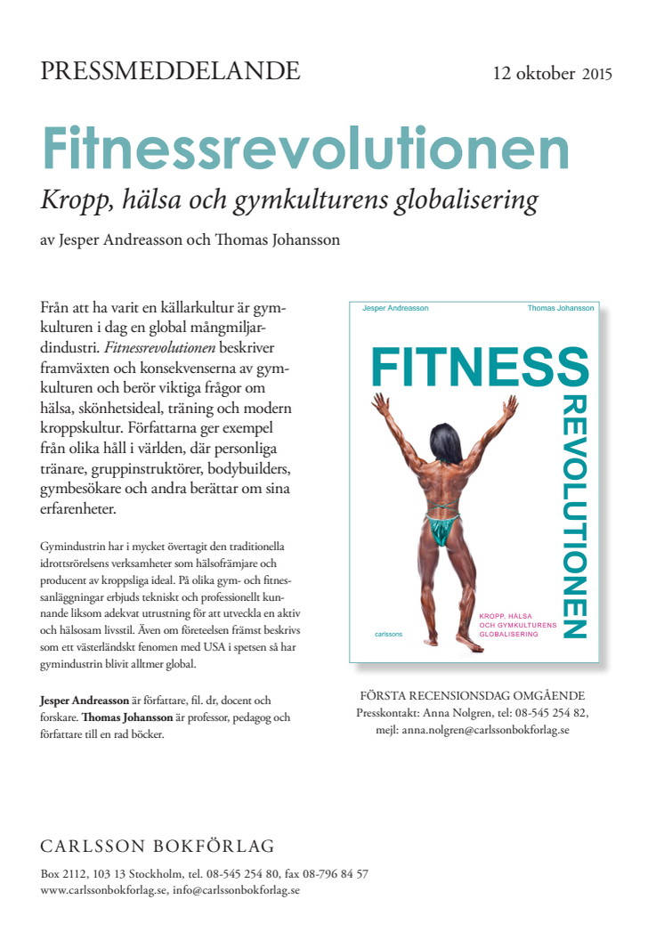Ny bok "Fitnessrevolutionen - kropp, hälsa och gymkulturens globalisering" 