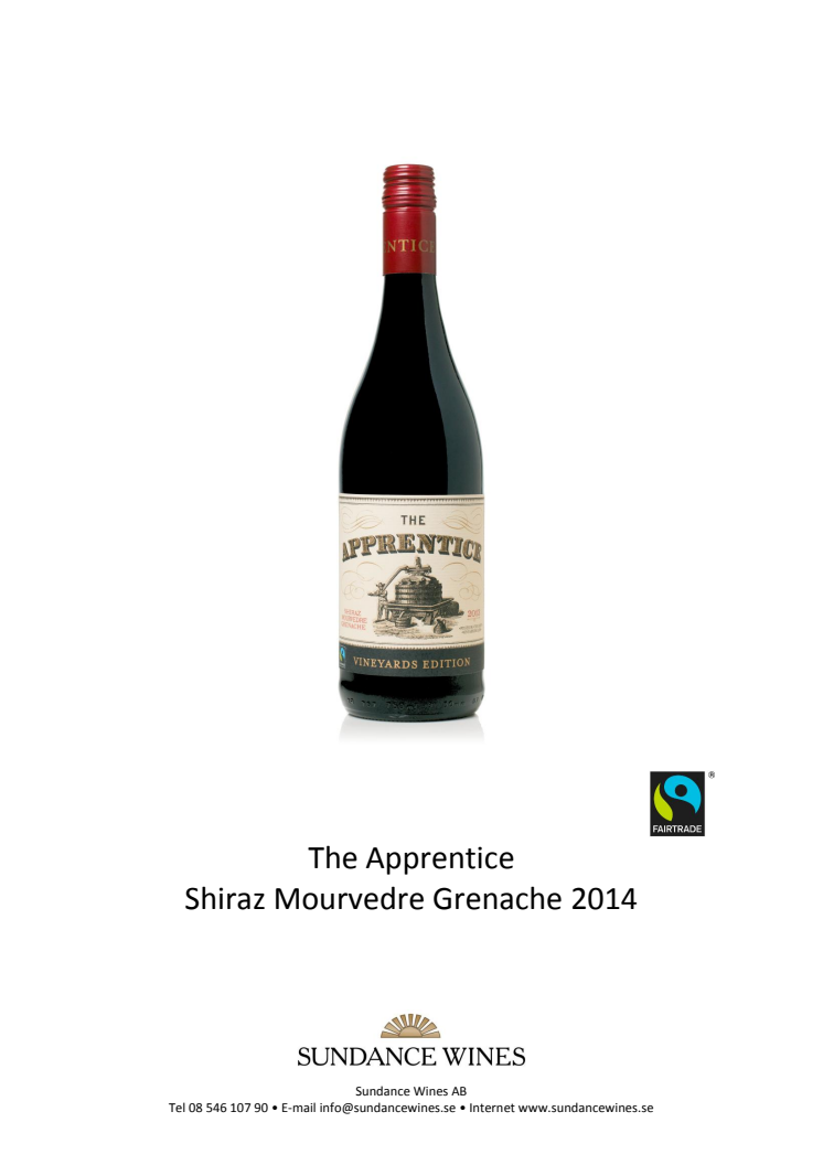 Silvermedalj för det Fairtrade-certifierade vinet The Apprentice Shiraz Mourvedre Grenache i IWSC 2014