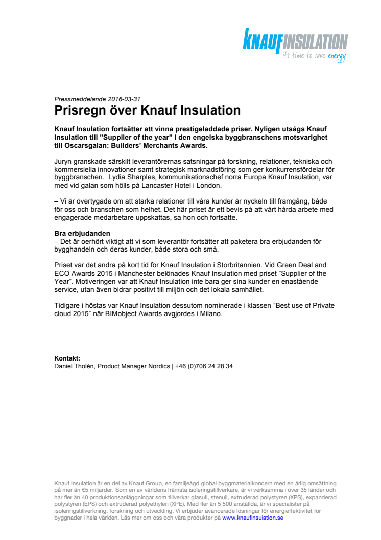 Prisregn över Knauf Insulation