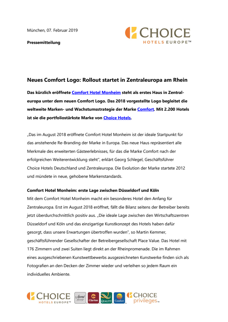 Neues Comfort Logo: Rollout startet in Zentraleuropa am Rhein