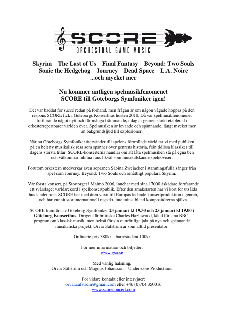 SCORE - dataspelskonsert med Göteborgs Symfoniker!