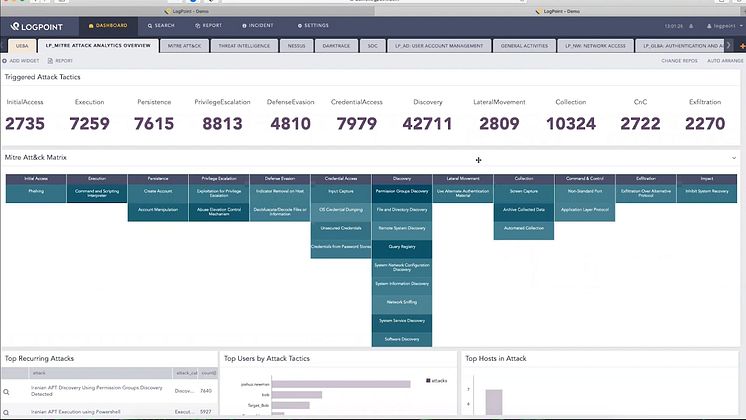 The MITRE ATT&CK visualization application in LogPoint 6.9 helps analysts track the stages of an attack and see ATT&CK observations in the network.