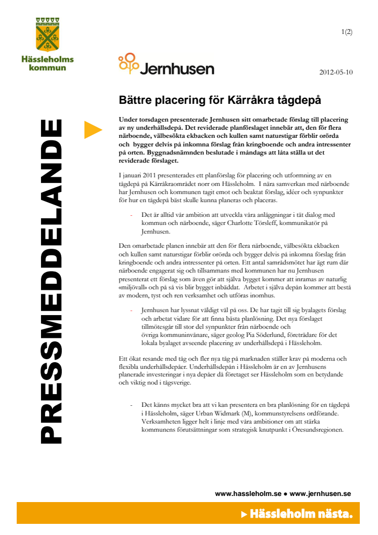 Bättre placering för Kärråkra tågdepå
