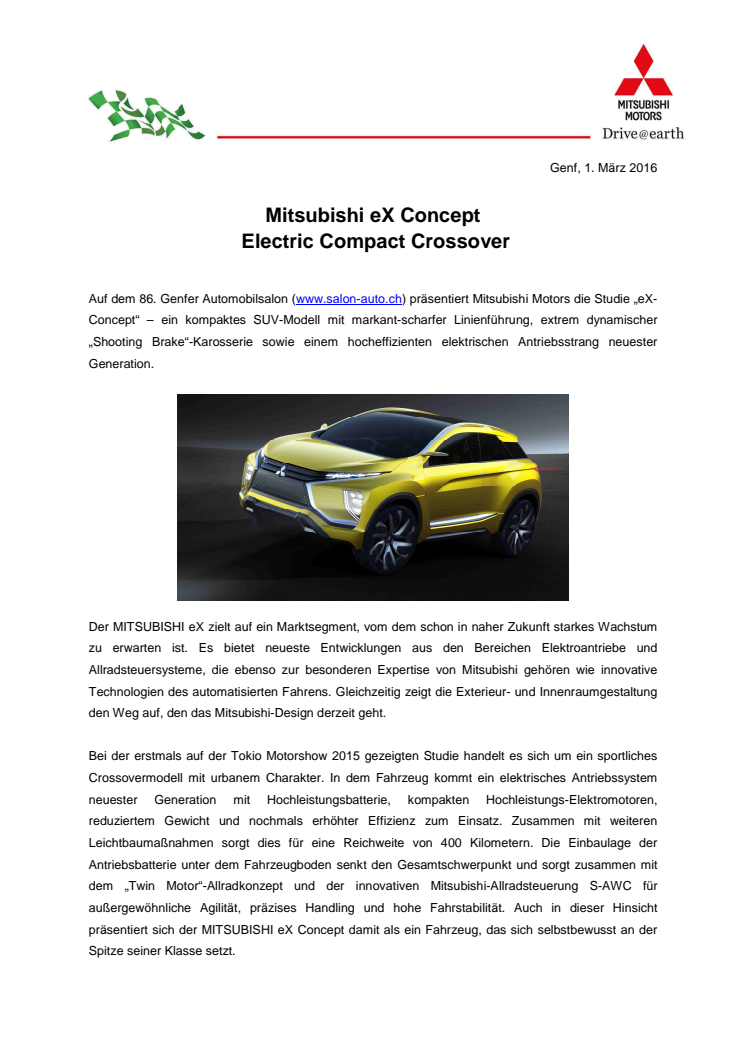 Mitsubishi eX Concept  Electric Compact Crossover  