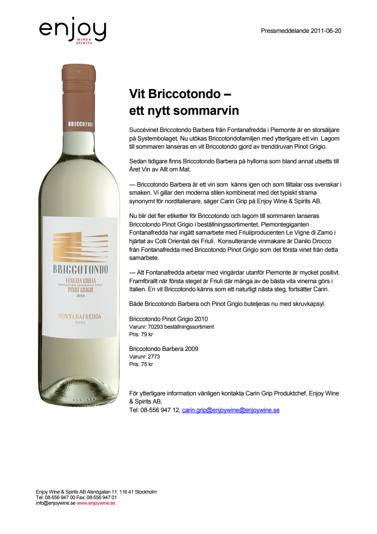 Vit Briccotondo- ett nytt sommarvin!
