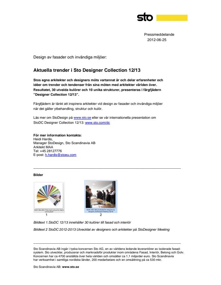 Design av fasader och invändiga miljöer: Aktuella trender i Sto Designer Collection 12/13