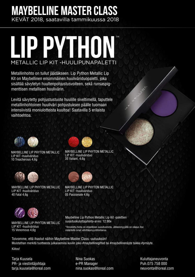 Maybelline MasterClass  Metallic Lip Python Duo -huulipunapaletti