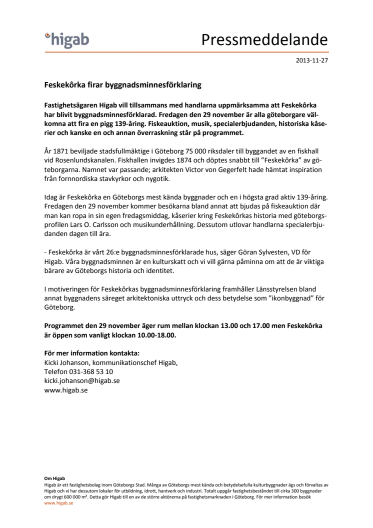 Feskekôrka firar byggnadsminnesförklaring