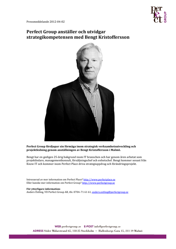 Perfect Group anställer och utvidgar strategikompetensen med Bengt Kristoffersson 