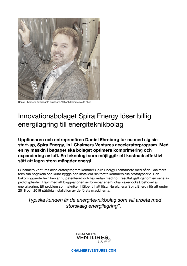 Innovationsbolaget Spira Energy löser billig energilagring till energiteknikbolag