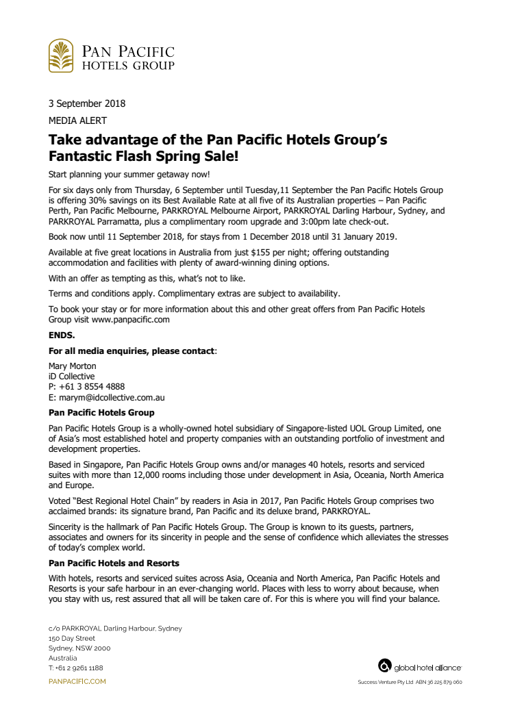 Take advantage of the Pan Pacific Hotels Group’s Fantastic Flash Spring Sale!